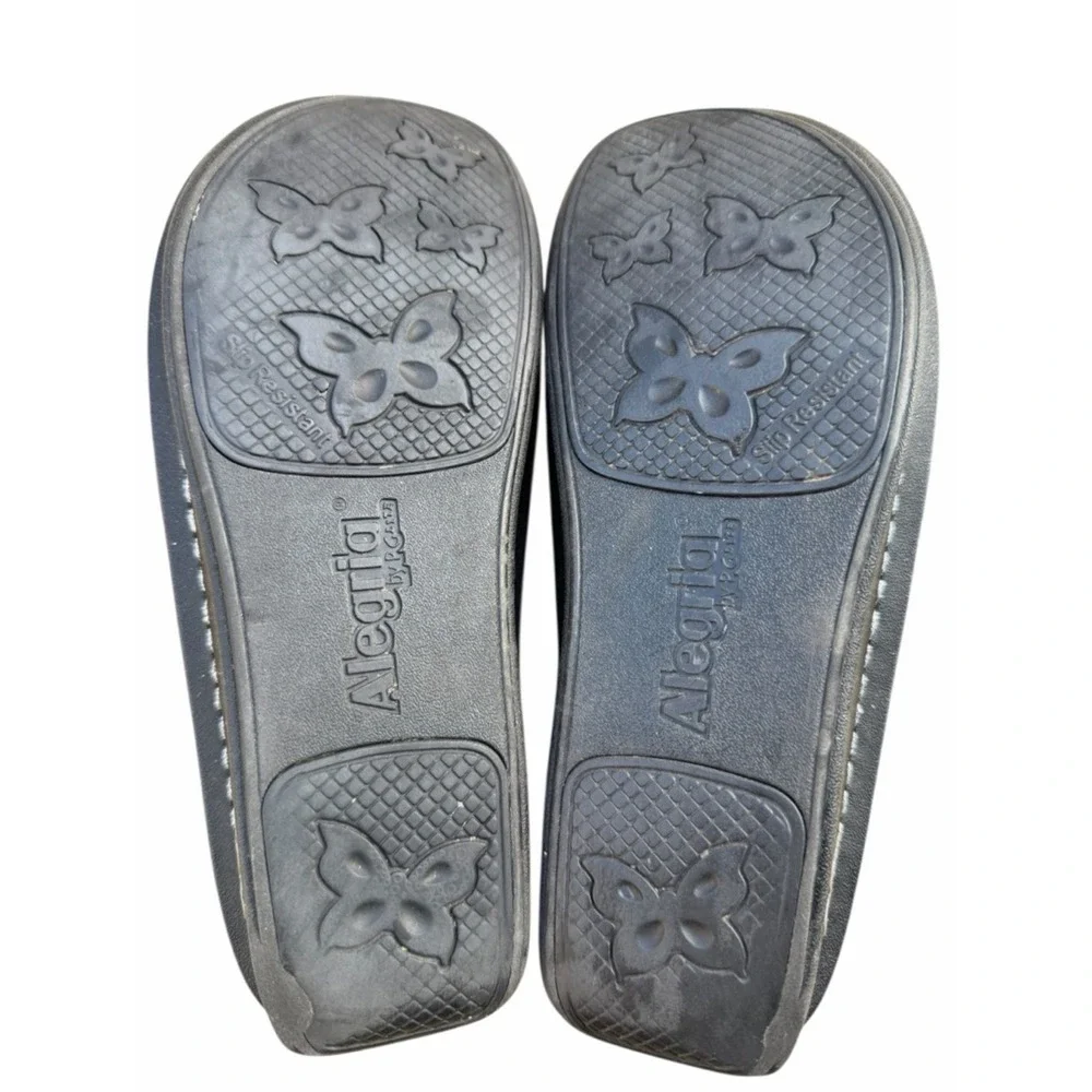 Alegria Debra Black Embossed‎ Leather Clogs Comfort Shoes EU 37